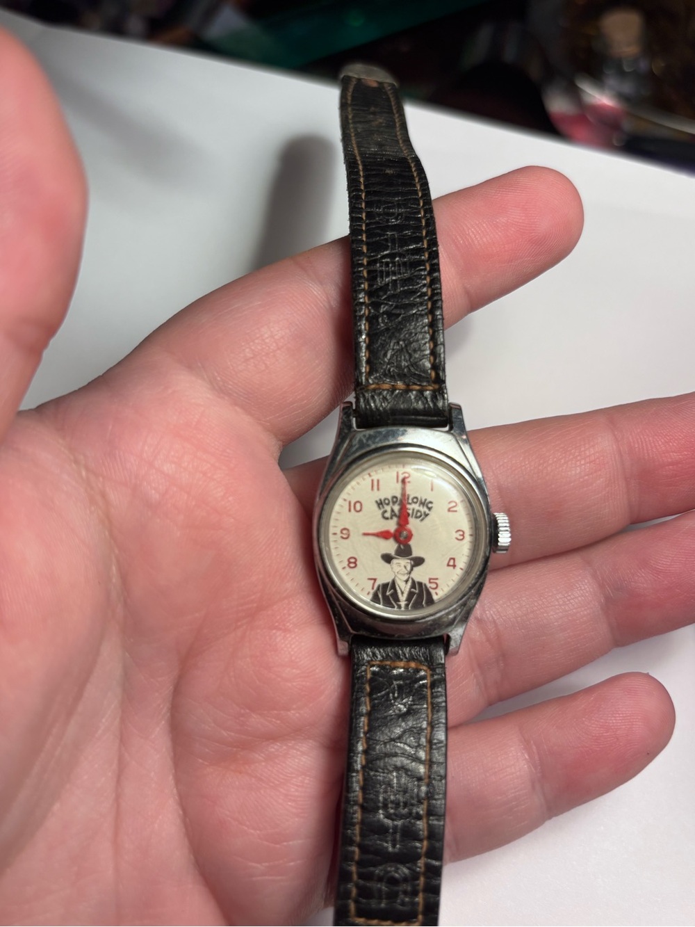 Timex 1950s Hopalong Cassidy Men’s Wristwatch with Leather Band - vintage works